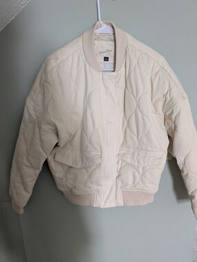 Universal Thread Cream Quilted Bomber Jacket